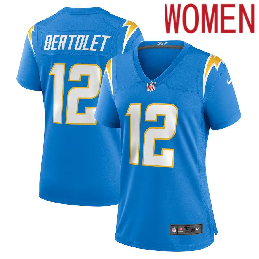 Women Los Angeles Chargers 12 Taylor Bertolet Nike Powder Blue Home Game Player NFL Jersey